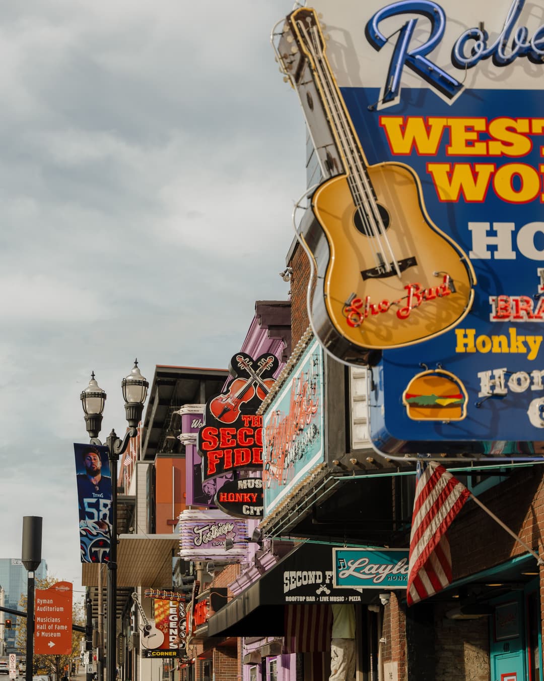 Lower Broadway's honky-tonks in downtown Nashville.