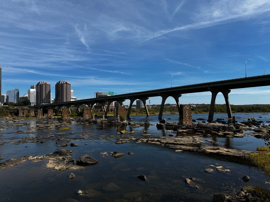 Richmond, Virginia, on the fall line of the James River.