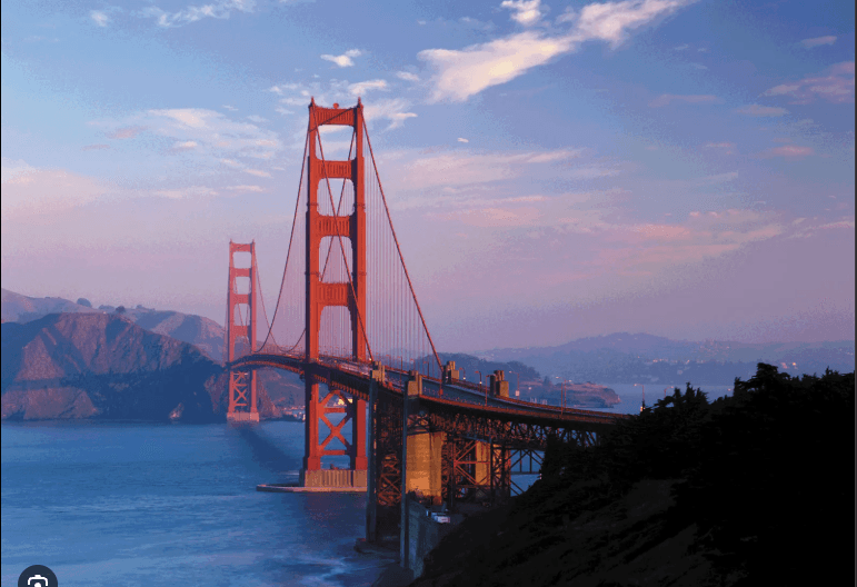 San Francisco and the Golden Gate Bridge.