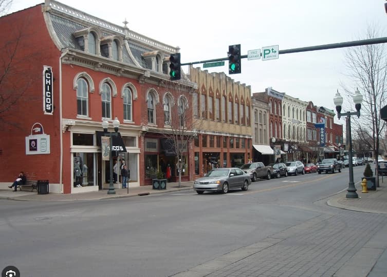 Historic Downtown Franklin, the heart of affluent Williamson County, Tennessee.