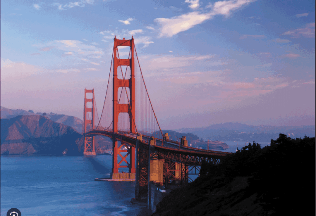 San Francisco and the Golden Gate Bridge.