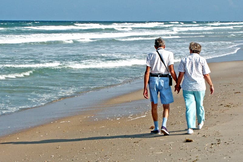 Couple walking on the beach