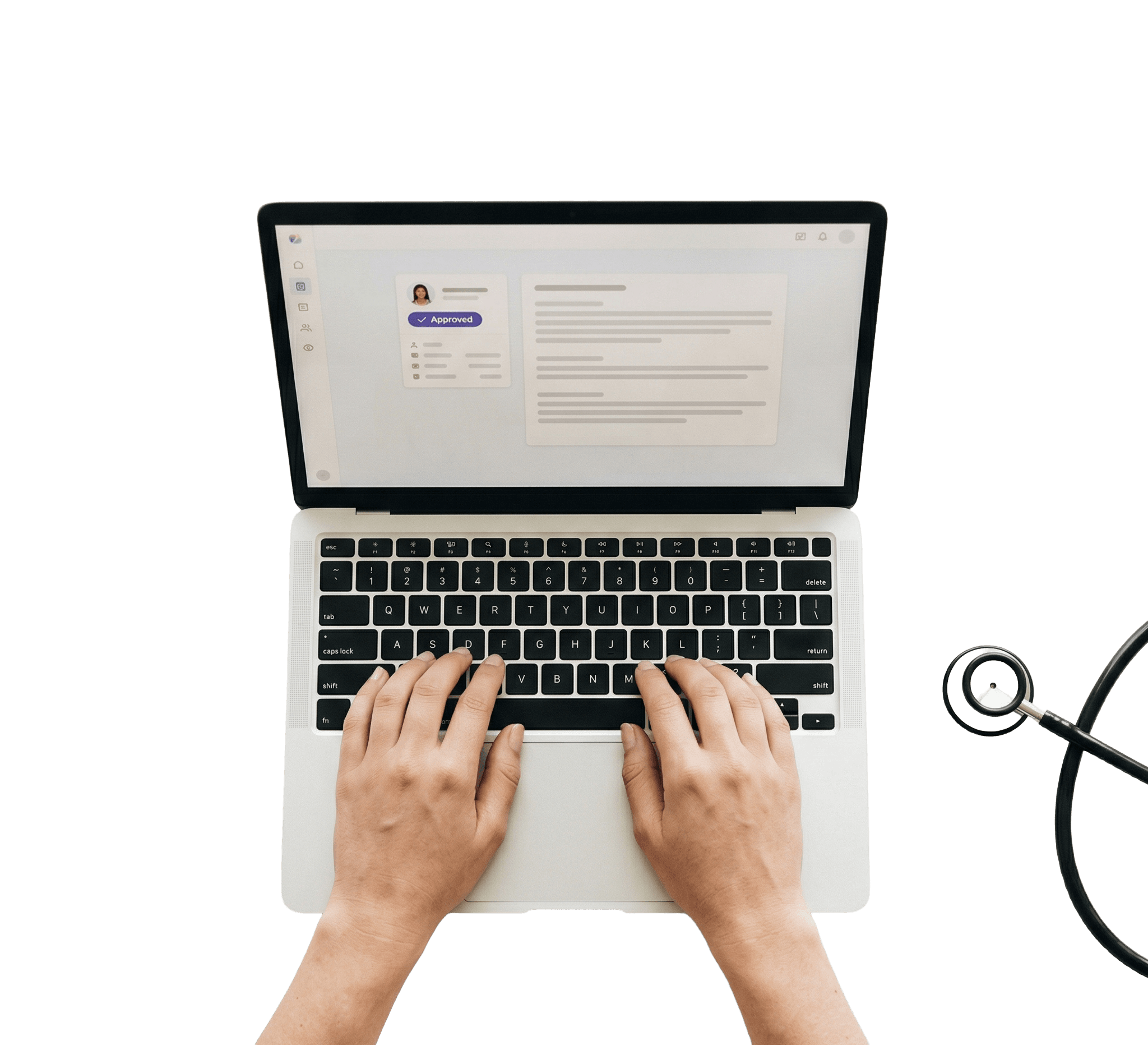 Licensed provider reviewing health screening on a laptop