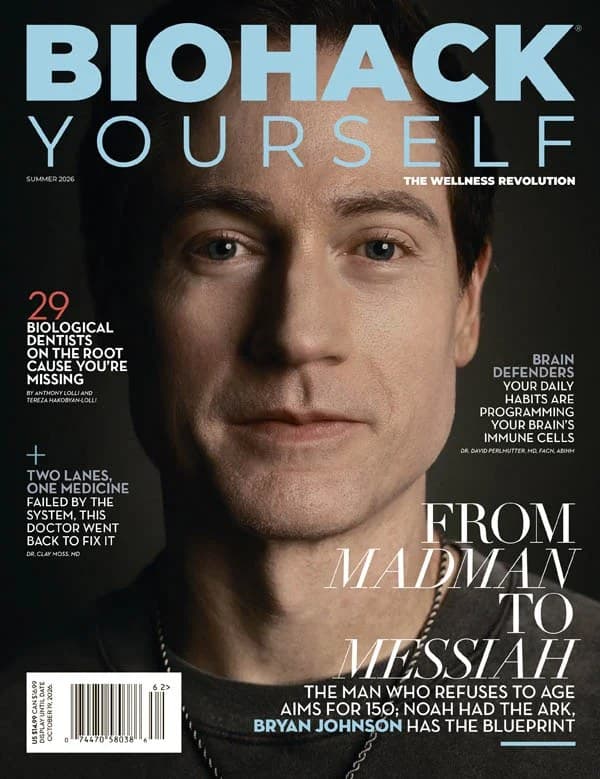 Biohack Yourself Magazine Summer 2026 cover featuring Bryan Johnson