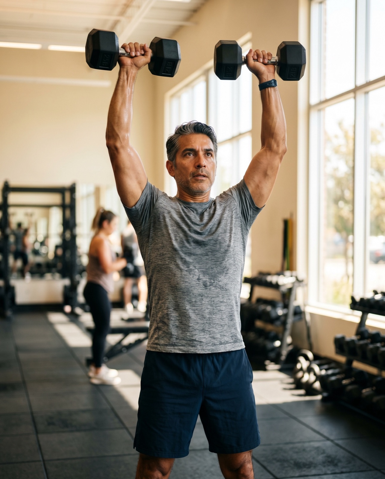 An older adult strength training