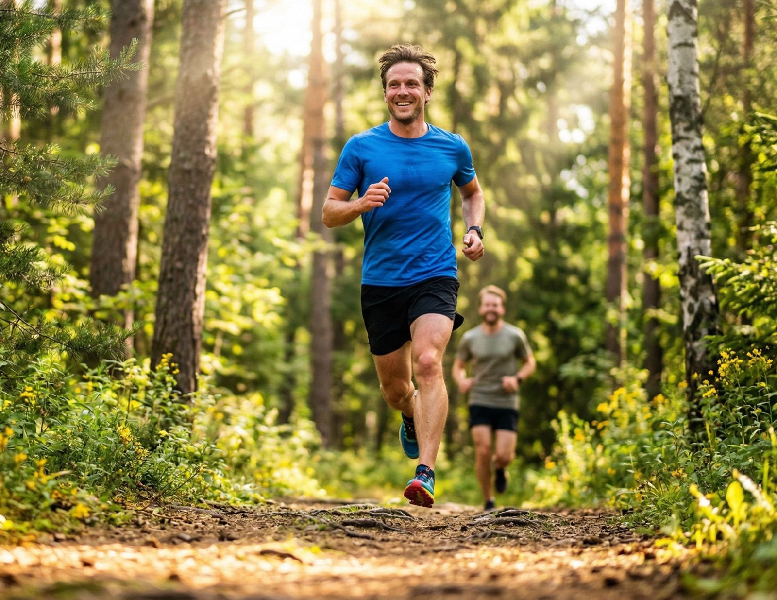 Runner on a wooded trail